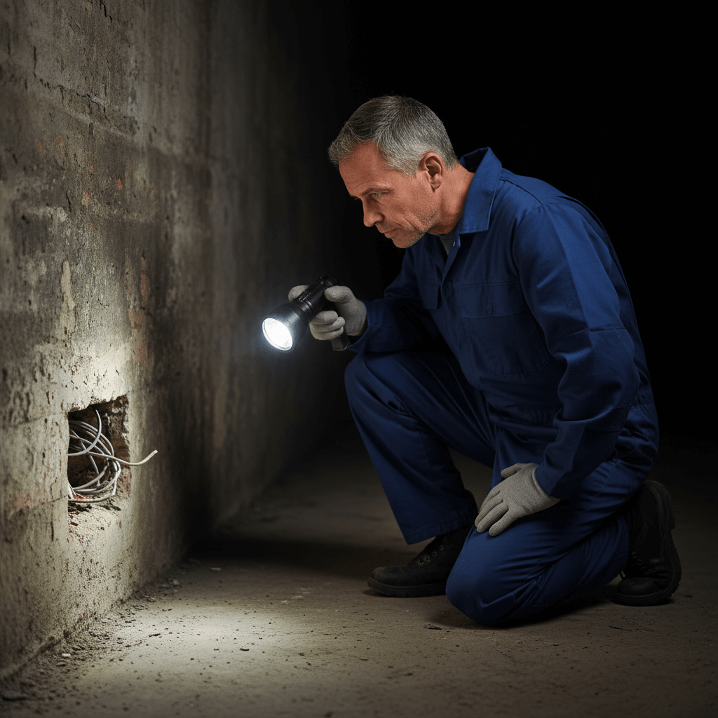 Erfahrener Handwerker bei der Inspektion